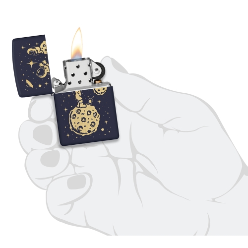 Зажигалка ZIPPO Lost in Space Design с покрытием Navy Matte, латунь/сталь, синяя, 38x13x57 мм, шт