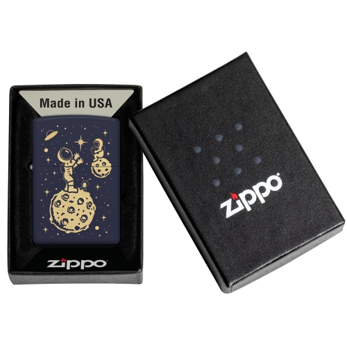Зажигалка ZIPPO Lost in Space Design с покрытием Navy Matte, латунь/сталь, синяя, 38x13x57 мм, шт