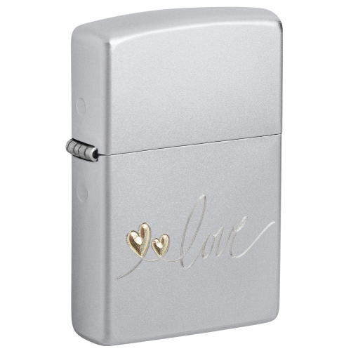Зажигалка Zippo Love Design с покрытием Satin Chrome, латунь/сталь, серебристая, 38x13x57 мм