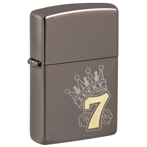 Зажигалка Zippo Lucky 7 Design с покрытием Black Ice®, латунь/сталь, черная, 38x13x57 мм