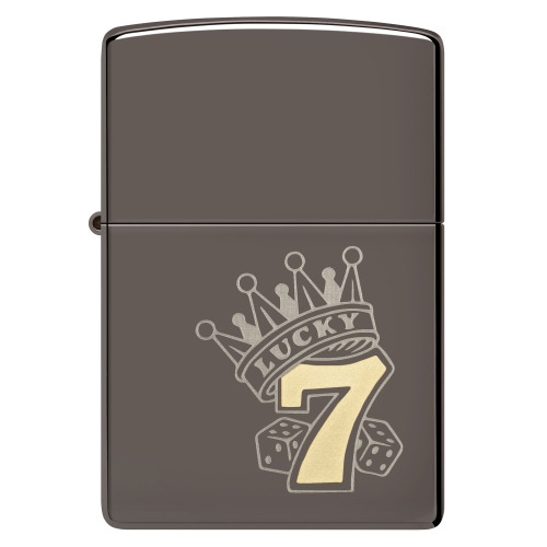 Зажигалка Zippo Lucky 7 Design с покрытием Black Ice®, латунь/сталь, черная, 38x13x57 мм