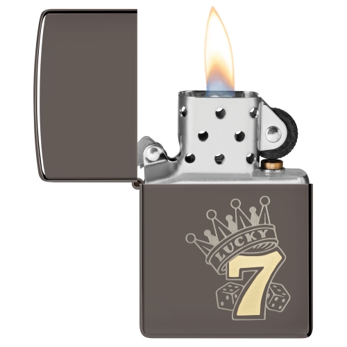 Зажигалка Zippo Lucky 7 Design с покрытием Black Ice®, латунь/сталь, черная, 38x13x57 мм