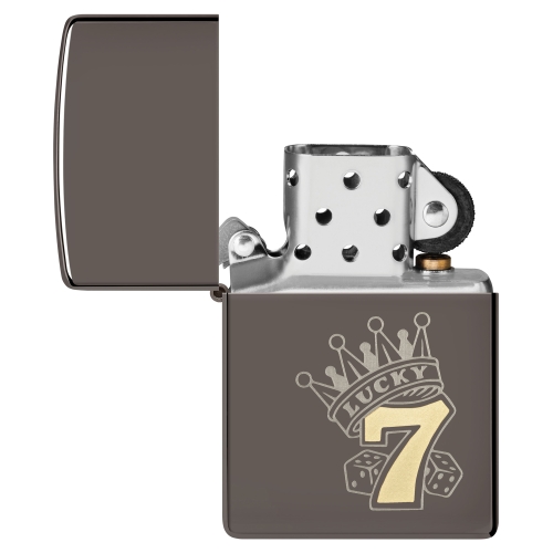 Зажигалка Zippo Lucky 7 Design с покрытием Black Ice®, латунь/сталь, черная, 38x13x57 мм