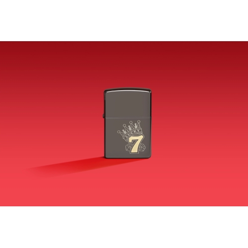 Зажигалка Zippo Lucky 7 Design с покрытием Black Ice®, латунь/сталь, черная, 38x13x57 мм
