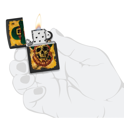 Зажигалка ZIPPO Lucky Map с покрытием Black Matte, латунь/сталь, черная, 38x13x57 мм, шт