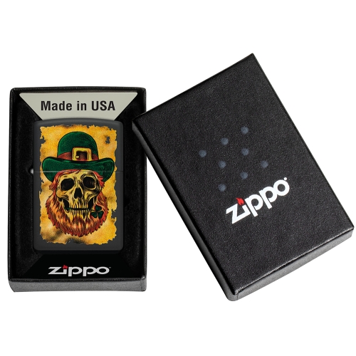 Зажигалка ZIPPO Lucky Map с покрытием Black Matte, латунь/сталь, черная, 38x13x57 мм, шт