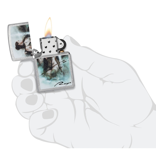 Зажигалка Zippo Luis Royo с покрытием Street Chrome, латунь/сталь, серебристая, 38x13x57 мм