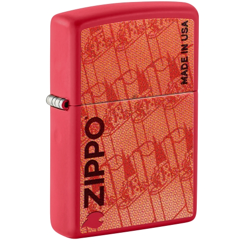Зажигалка ZIPPO Made in USA Design с покрытием Red Matte, латунь/сталь, красная, 38x13x57 мм, шт