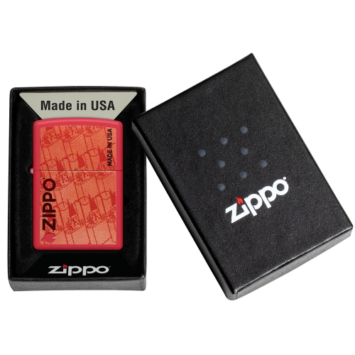 Зажигалка ZIPPO Made in USA Design с покрытием Red Matte, латунь/сталь, красная, 38x13x57 мм, шт