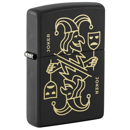 Зажигалка ZIPPO Masked Joker Design с покрытием Black Matte, латунь/сталь, черная, 38x13x57 мм, шт