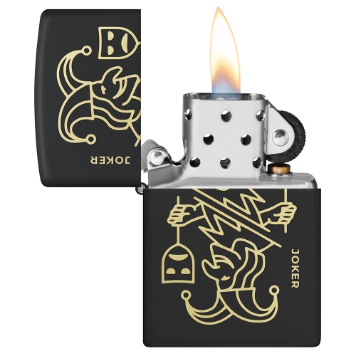 Зажигалка ZIPPO Masked Joker Design с покрытием Black Matte, латунь/сталь, черная, 38x13x57 мм, шт