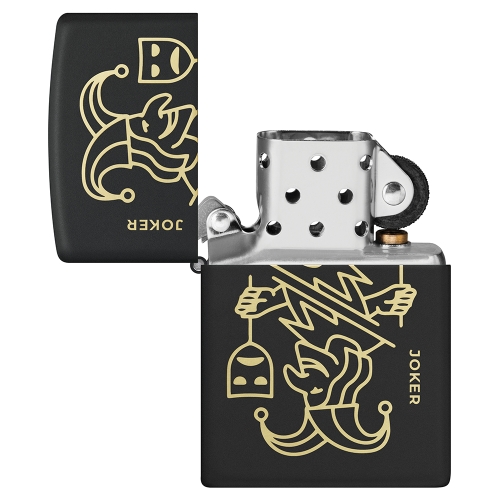 Зажигалка ZIPPO Masked Joker Design с покрытием Black Matte, латунь/сталь, черная, 38x13x57 мм, шт