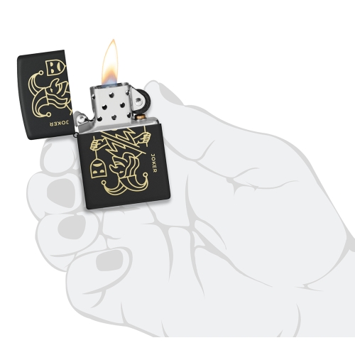 Зажигалка ZIPPO Masked Joker Design с покрытием Black Matte, латунь/сталь, черная, 38x13x57 мм, шт