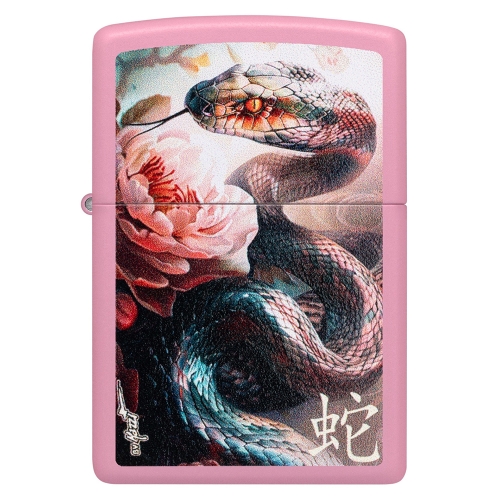 Зажигалка ZIPPO Mazzi Anaconda с покрытием Pink Matte, латунь/сталь, розовая, матовая, 38x13x57 м, ш