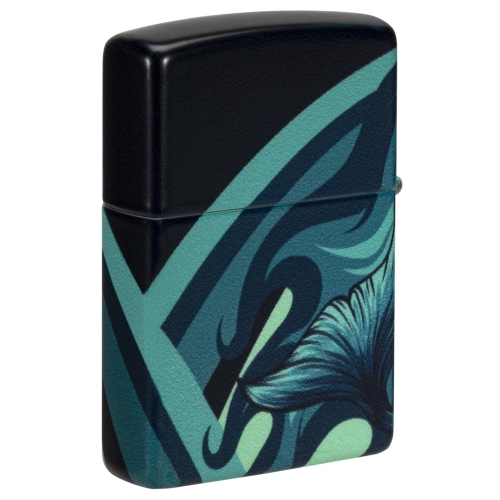 Зажигалка Zippo Mermaid Design с покрытием 540 Matte, латунь/сталь, черная, матовая, 38x13x57 мм