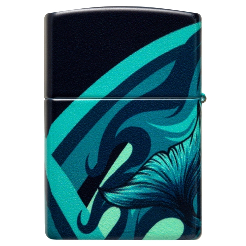 Зажигалка Zippo Mermaid Design с покрытием 540 Matte, латунь/сталь, черная, матовая, 38x13x57 мм