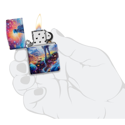 Зажигалка ZIPPO Mushroom Forest Design с покрытием 540 Matte, латунь/сталь, разноцветная, матовая, 3