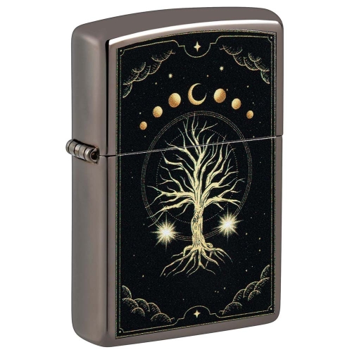 Зажигалка Zippo Mystic Nature Design с покрытием Black Ice®, латунь/сталь, черная, 38x13x57 мм