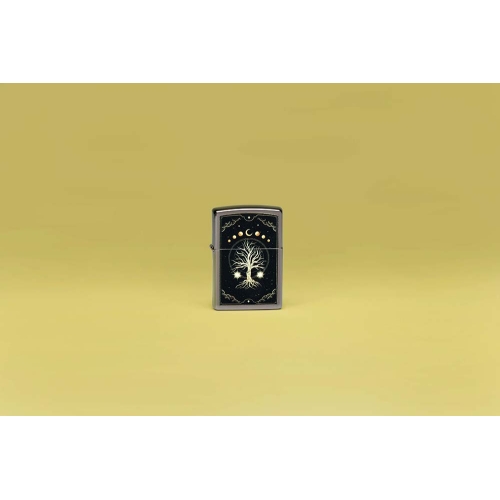 Зажигалка Zippo Mystic Nature Design с покрытием Black Ice®, латунь/сталь, черная, 38x13x57 мм
