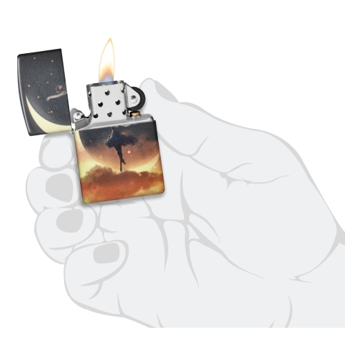 Зажигалка Zippo Mythological с покрытием Glow In The Dark Green, латунь/сталь, черная, 38x13x57 мм