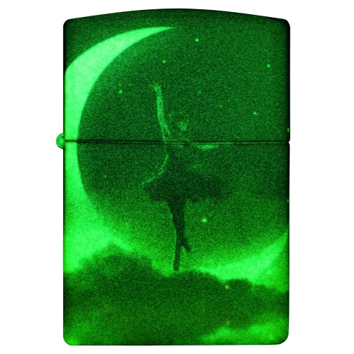 Зажигалка Zippo Mythological с покрытием Glow In The Dark Green, латунь/сталь, черная, 38x13x57 мм