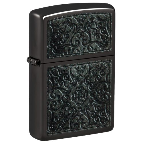 Зажигалка Zippo Pattern с покрытием High Polish Black, латунь/сталь, черная, глянцевая, 38x13x57 мм