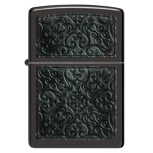 Зажигалка Zippo Pattern с покрытием High Polish Black, латунь/сталь, черная, глянцевая, 38x13x57 мм