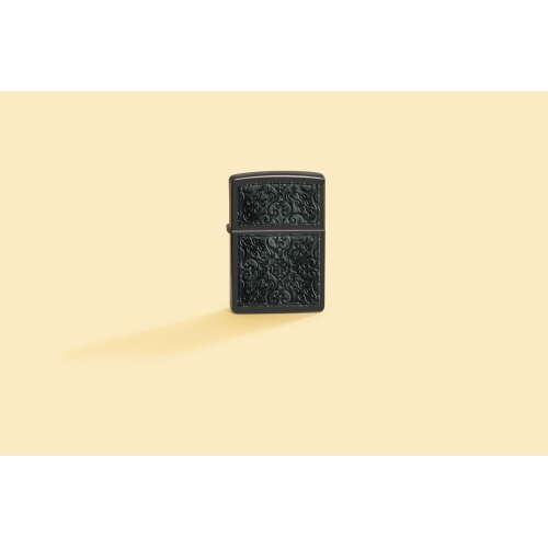 Зажигалка Zippo Pattern с покрытием High Polish Black, латунь/сталь, черная, глянцевая, 38x13x57 мм