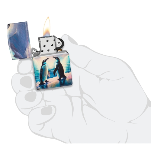Зажигалка Zippo Penguin с покрытием Glow In The Dark Green, латунь/сталь, разноцветная, 38x13x57 мм