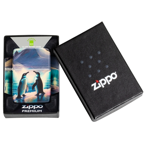 Зажигалка Zippo Penguin с покрытием Glow In The Dark Green, латунь/сталь, разноцветная, 38x13x57 мм