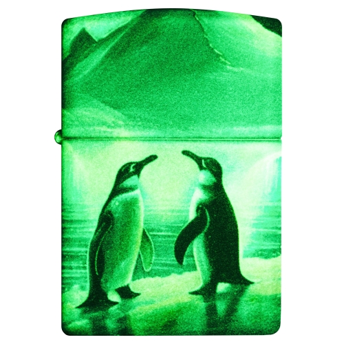 Зажигалка Zippo Penguin с покрытием Glow In The Dark Green, латунь/сталь, разноцветная, 38x13x57 мм