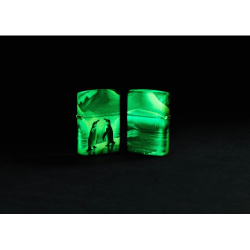 Зажигалка Zippo Penguin с покрытием Glow In The Dark Green, латунь/сталь, разноцветная, 38x13x57 мм