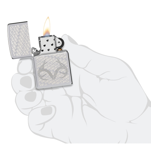 Зажигалка Zippo Reatree® с покрытием High Polish Chrome, латунь/сталь, серебристая, 38x13x57 мм
