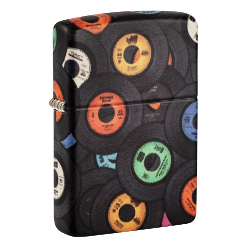 Зажигалка Zippo Records Design с покрытием 540 Matte, латунь/сталь, черная, 38x13x57 мм