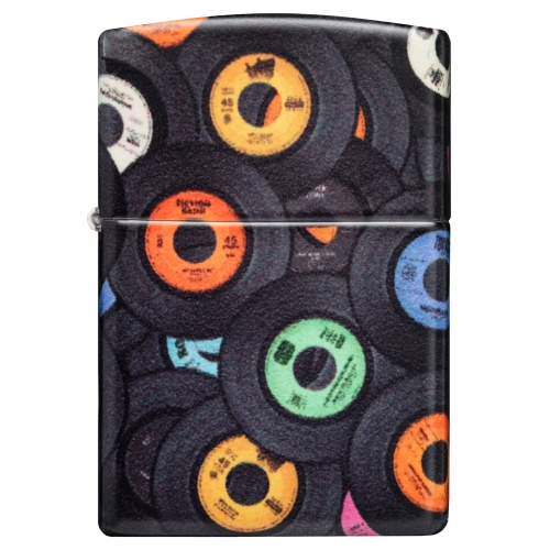 Зажигалка Zippo Records Design с покрытием 540 Matte, латунь/сталь, черная, 38x13x57 мм