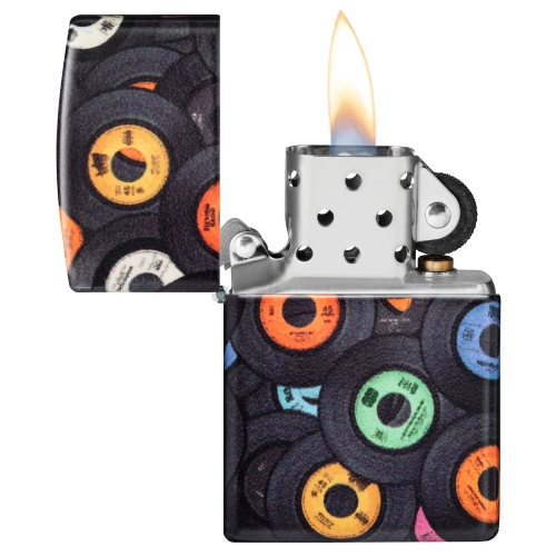 Зажигалка Zippo Records Design с покрытием 540 Matte, латунь/сталь, черная, 38x13x57 мм