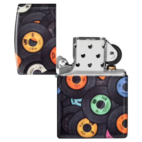 Зажигалка Zippo Records Design с покрытием 540 Matte, латунь/сталь, черная, 38x13x57 мм