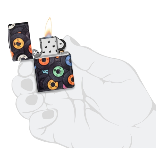 Зажигалка Zippo Records Design с покрытием 540 Matte, латунь/сталь, черная, 38x13x57 мм