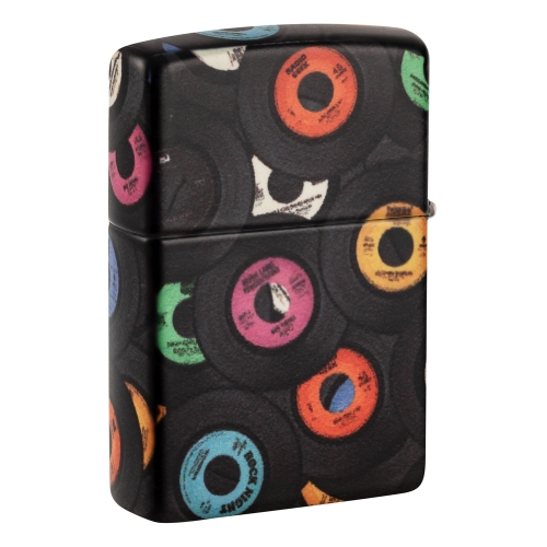 Зажигалка Zippo Records Design с покрытием 540 Matte, латунь/сталь, черная, 38x13x57 мм