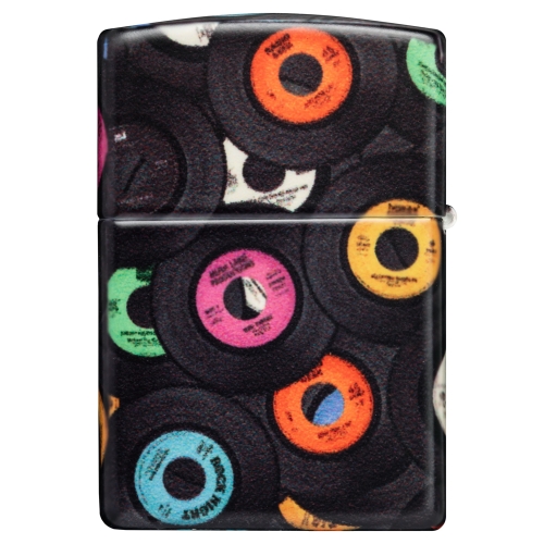 Зажигалка Zippo Records Design с покрытием 540 Matte, латунь/сталь, черная, 38x13x57 мм