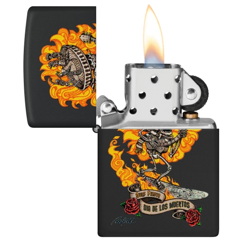 Зажигалка Zippo Rick Rietveld с покрытием Black Matte, латунь/сталь, черная, матовая, 38x13x57 мм