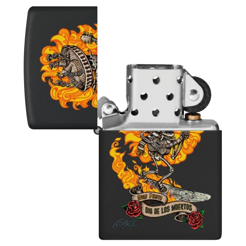 Зажигалка Zippo Rick Rietveld с покрытием Black Matte, латунь/сталь, черная, матовая, 38x13x57 мм