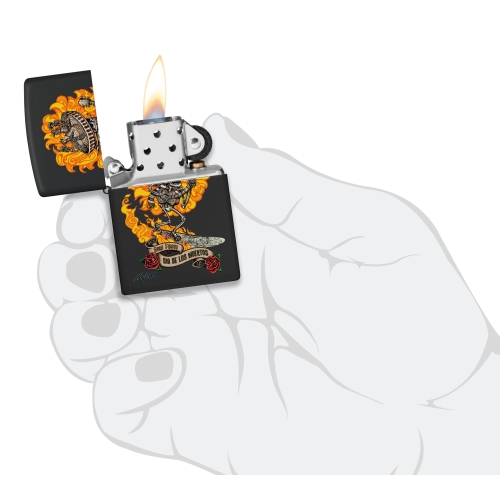 Зажигалка Zippo Rick Rietveld с покрытием Black Matte, латунь/сталь, черная, матовая, 38x13x57 мм