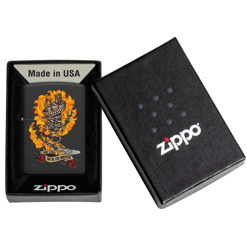 Зажигалка Zippo Rick Rietveld с покрытием Black Matte, латунь/сталь, черная, матовая, 38x13x57 мм