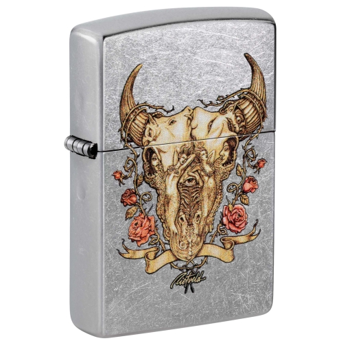Зажигалка Zippo Rick Rietveld с покрытием Street Chrome, латунь/сталь, серебристая, 38x13x57 мм