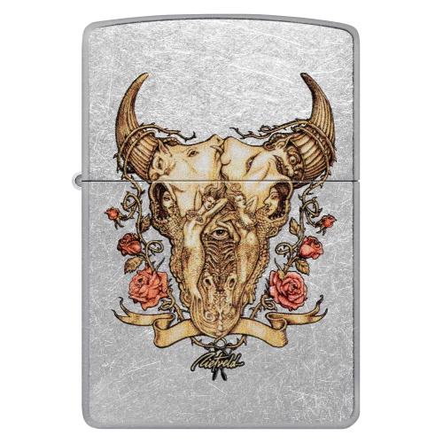 Зажигалка Zippo Rick Rietveld с покрытием Street Chrome, латунь/сталь, серебристая, 38x13x57 мм