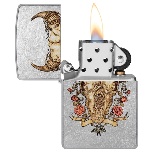 Зажигалка Zippo Rick Rietveld с покрытием Street Chrome, латунь/сталь, серебристая, 38x13x57 мм