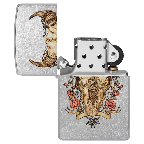 Зажигалка Zippo Rick Rietveld с покрытием Street Chrome, латунь/сталь, серебристая, 38x13x57 мм