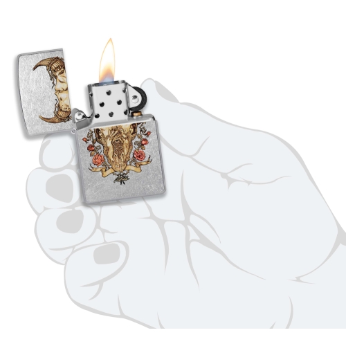 Зажигалка Zippo Rick Rietveld с покрытием Street Chrome, латунь/сталь, серебристая, 38x13x57 мм