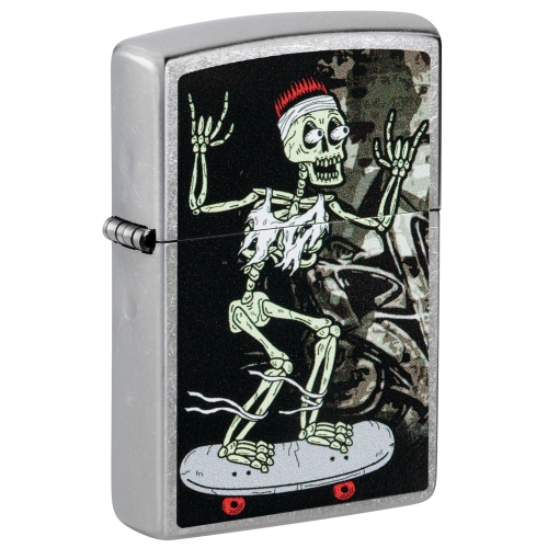 Зажигалка Zippo Skateboard Design с покрытием Street Chrome, латунь/сталь, серебристая, 38x13x57 мм